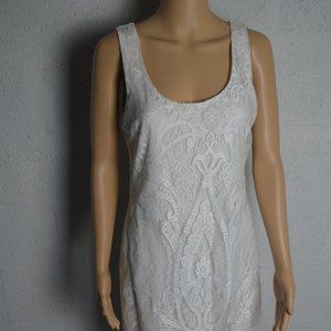 Charlotte Russe White Lace Bodycon Fringe Hem Mini Dress Style# ND13065 Size S